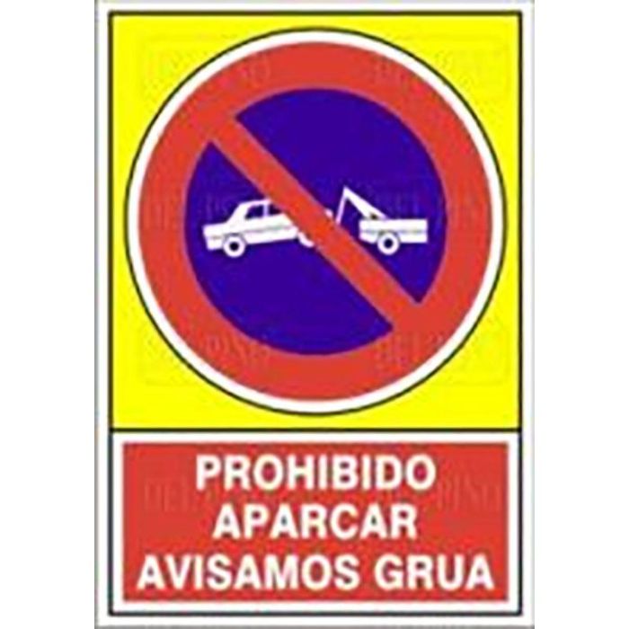 DUVER Señal Prohibido Aparcar Aviso Grúa Aluminio 420x297mm