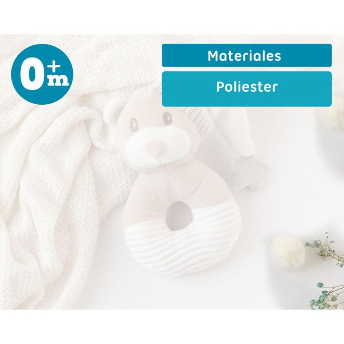 KioKids Sonajero Peluche Osito con Gorro Beige, Suave y Blandito para Bebé +0 meses, Colección Dolci Amici 5