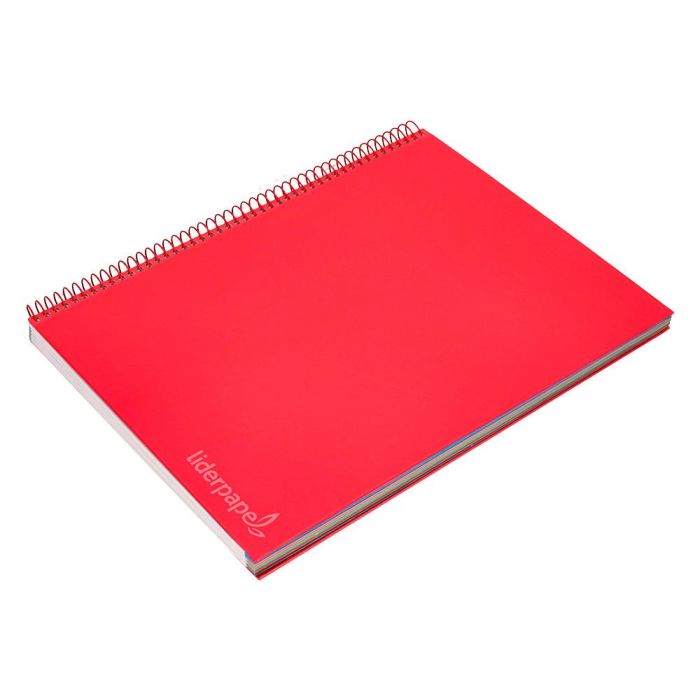 Cuaderno Espiral Liderpapel A4 Micro Jolly Tapa Forrada 140H 75 gr Cuadro 5 mm 5 Bandas 4 Taladros Color Rojo 4