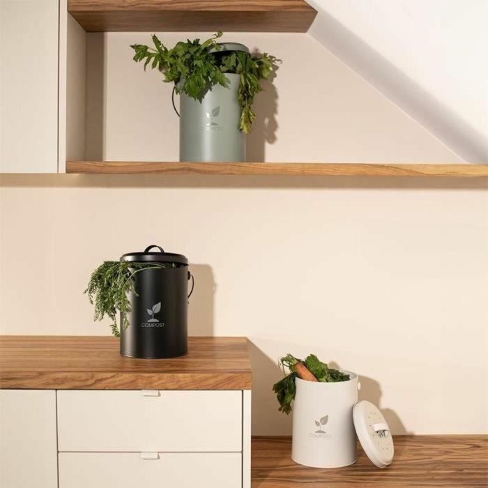 Livoo MES154N Cubo de compostaje de cocina negro de 6 litros 2