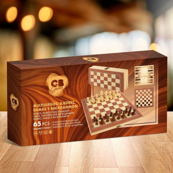 Tablero de Ajedrez y Damas CB Games Madera Backgammon (6 Unidades) 1 Tablero de Ajedrez y Damas CB Games Madera Backgammon (6 Unidades) 1
