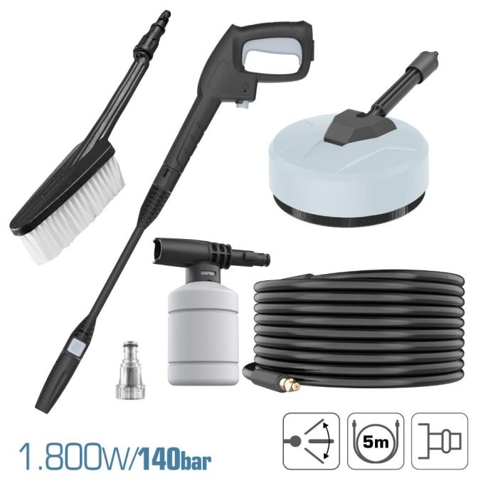 Koma Tools Hidrolimpiadora HL-1800 1.800 W 150 Bar con Manguera 5 m y Accesorios 1