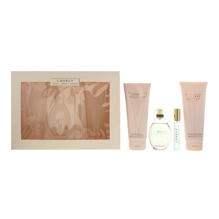 Sarah Jessica Parker Lovely Cofre Regalo Eau de Parfum 100ml con Loción Corporal, Gel de Ducha y Miniatura - Aroma Floral Terroso Seductor