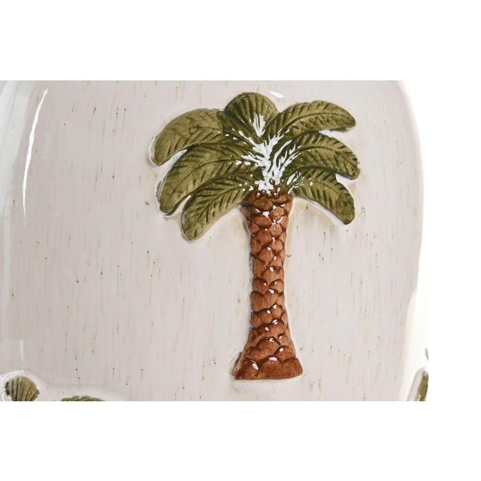 Jarron Tropical DKD Home Decor Blanco Marron 21 x 29 x 21 cm (2 Unidades) 1