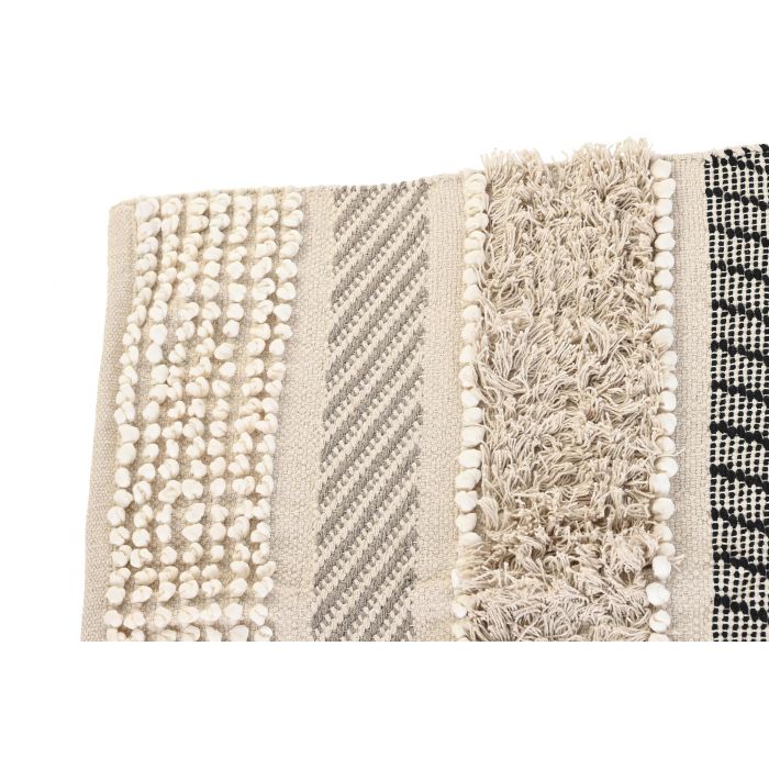 DKD Home Decor Alfombra Boho de Algodón 100% Beige y Negro, 120 cm Largo x 180 cm Ancho, 1 cm Alto, Lavado en Seco 1