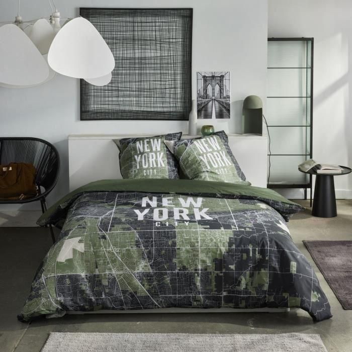 Today TOD3574641268596 Juego de cama JAVA 240x220 cm Algodón Estampado New York Verde