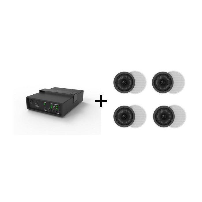 Vivolink VLSPMTC60WT Subwoofer Activo 8" 50W + 4 Altavoces de Techo 25W para Oficinas y Salas de Reuniones