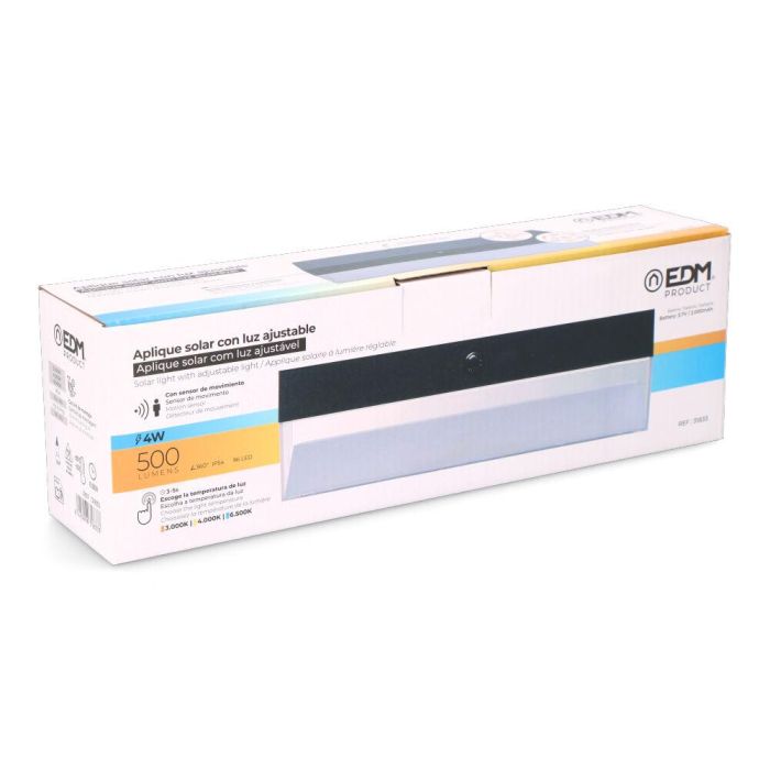 Aplique de Pared EDM 31833 Negro Policarbonato ABS 4 W 500 lm Solar (3000 K) (5000 K) (4000 K) 2