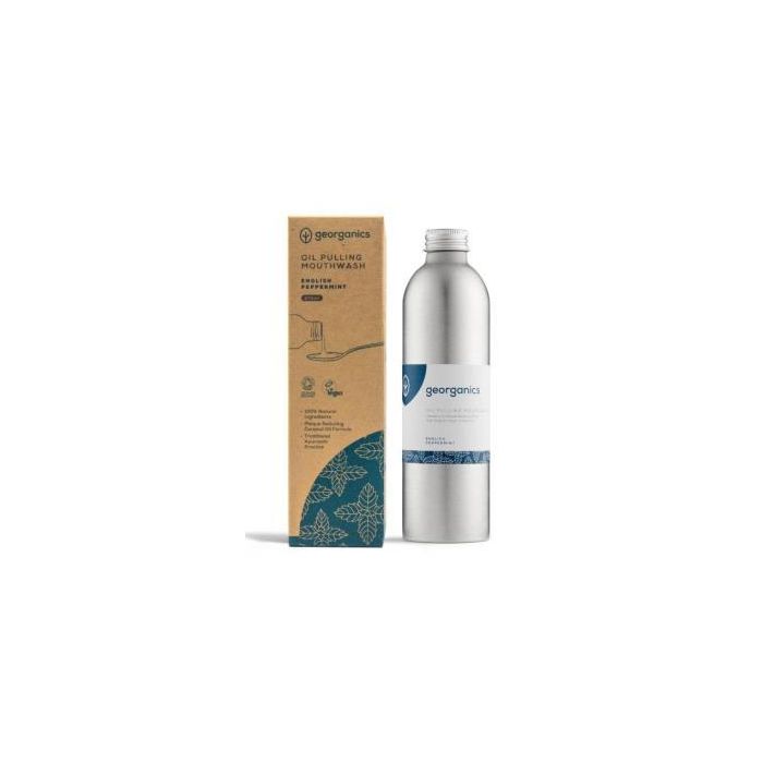 GEORGANICS Enjuague Bucal Natural Menta Orgánica 275 ml - Ayurvédico, Blanqueador, Antiplaca