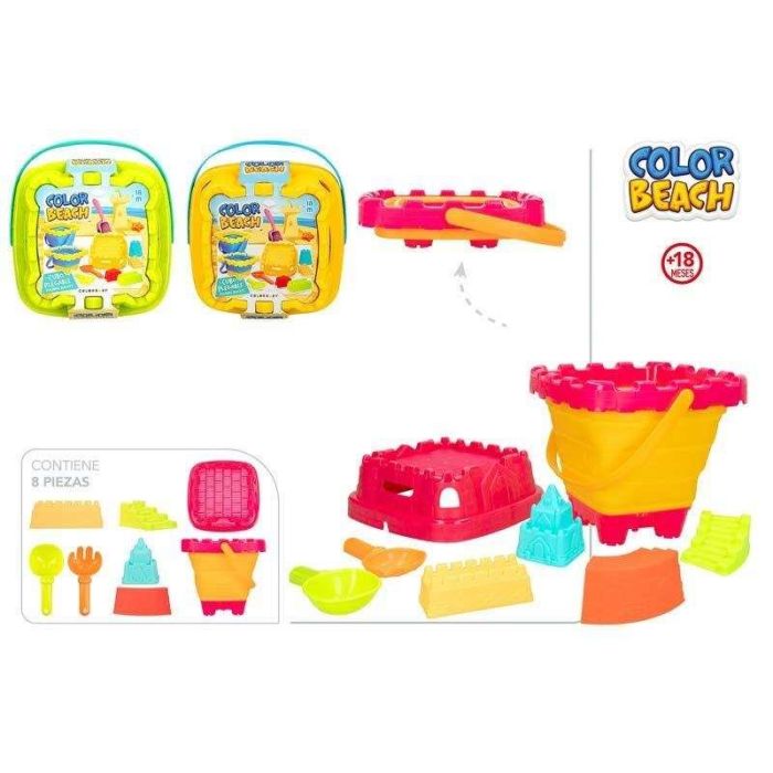 Cubo castillo de playa plegable con juguetes de playa color beach 5 Cubo castillo de playa plegable con juguetes de playa color beach 5