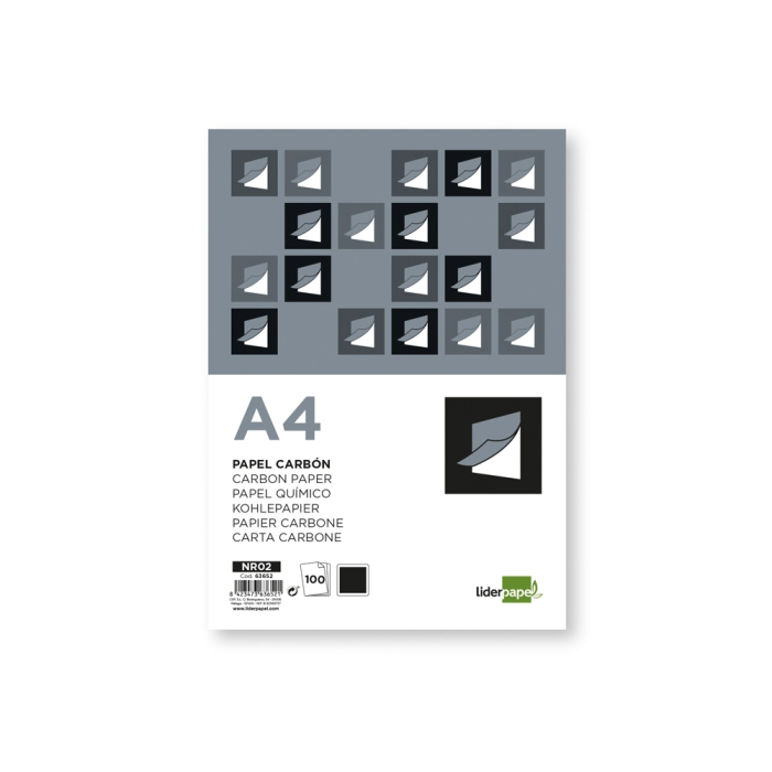 Liderpapel Papel Carbón DIN A4 Negro Caja 100 Hojas 1