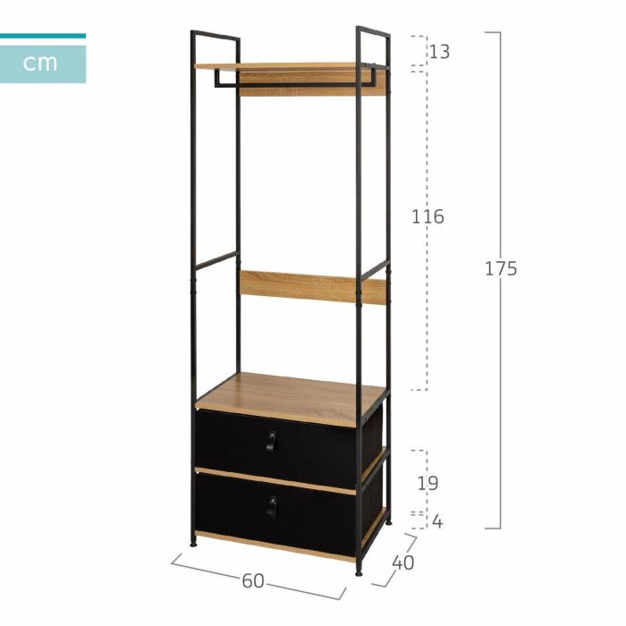 Armario Max Home Tela Acero Melamina Aglomerado 60 x 175 x 40 cm 3 Armario Max Home Tela Acero Melamina Aglomerado 60 x 175 x 40 cm 3
