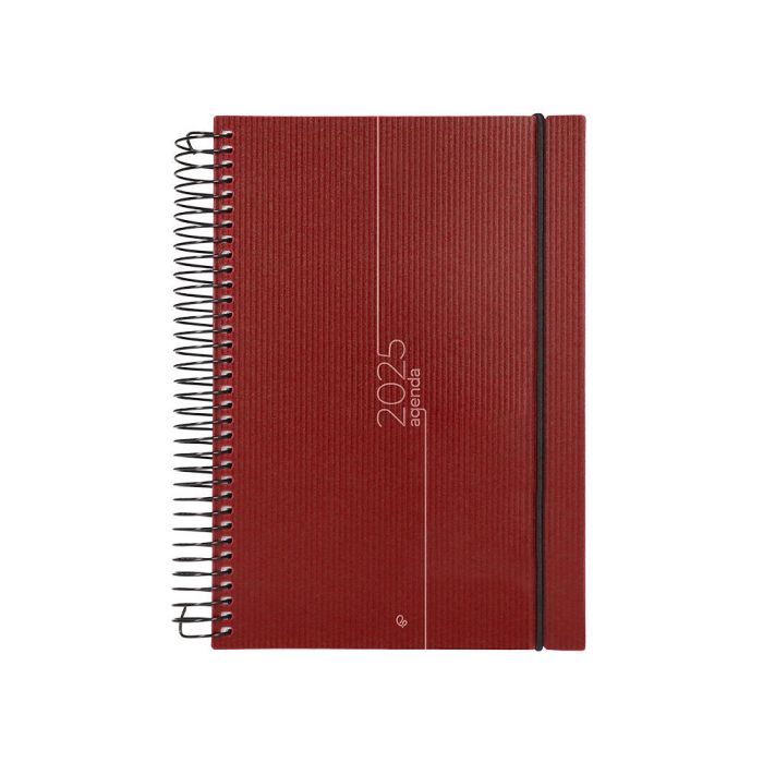 Agenda Espiral Liderpapel Olbia A5 2025 Dia Pagina Color Rojo Papel 60 gr 1