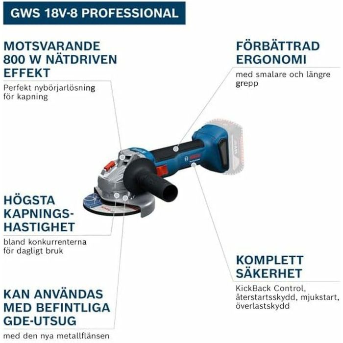 Bosch BOS1744785612920 Amoladora angular GWS 18V-8, 125 mm, 18V, Inalámbrica 7