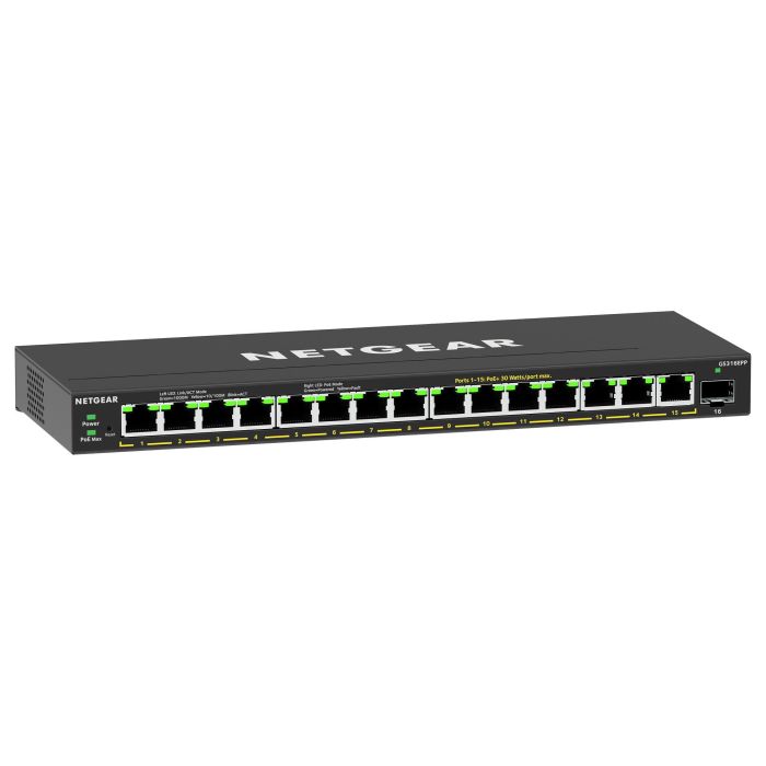 NETGEAR GS316EPP-100PES Switch PoE+ Gigabit con 16 Puertos RJ45, 1 Puerto SFP y 231W de Potencia Total 3