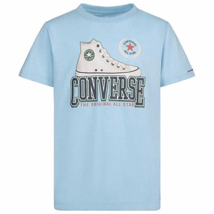 Camiseta de Manga Corta Infantil Converse Script Sneaker Gfx Azul cielo 4