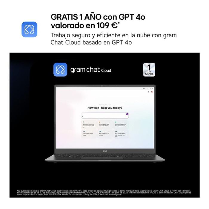 LG 14ZD90T-G.AX78B Portátil 14" WUXGA IPS Intel Core Ultra 7-255H, 16GB RAM, 1TB SSD, Sin SO, 1.1kg, 30h, Negro 4 LG 14ZD90T-G.AX78B Portátil 14" WUXGA IPS Intel Core Ultra 7-255H, 16GB RAM, 1TB SSD, Sin SO, 1.1kg, 30h, Negro 4