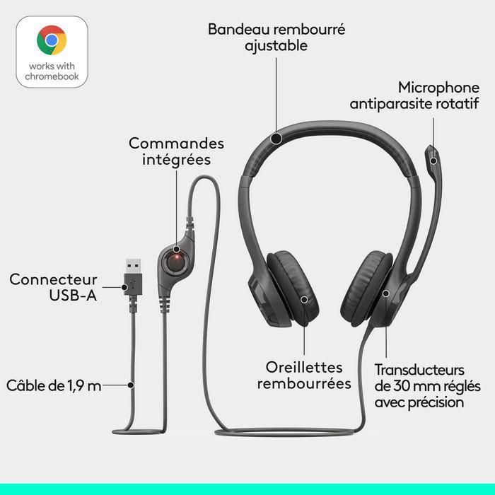 Logitech Auriculares H390 Diadema Acolchada Estéreo Micrófono Ajustable Control Volumen USB Negro 12