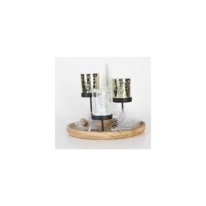 DKD Home Decor Portavelas Verde Natural Cristal y Metal Set de 7 piezas 24.5 x 28 x 24.5 cm 1