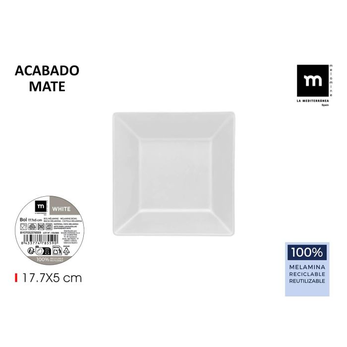 Bol de melamina mate blanco 17.7x5 cm La Mediterranea - Inde (12 Unidades) Bol de melamina mate blanco 17.7x5 cm La Mediterranea - Inde (12 Unidades)