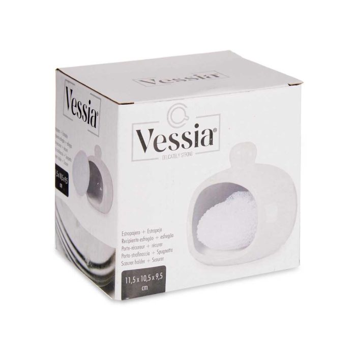 Estropajero Blanco Con Esponja Vessia 12X9CM (24 Unidades) 2 Estropajero Blanco Con Esponja Vessia 12X9CM (24 Unidades) 2