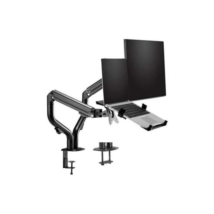 AISENS - SOPORTE DE MESA CONTRAPESO GIRATORIO E INCLINABLE PARA PORTATIL Y MONITOR/TV 8KG DE 17-32, NEGRO 1