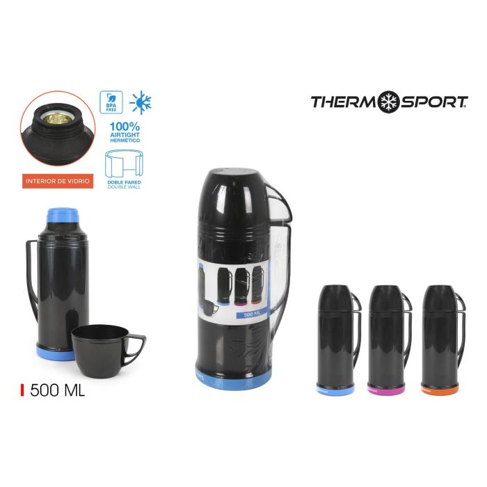 Termo plástico con taza 0,5L Thermosport (12 Unidades) Termo plástico con taza 0,5L Thermosport (12 Unidades)