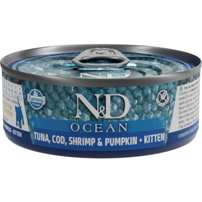 Farmina N&D Cat Kitten Ocean Tuna Cod Shrimp Pumpkin 30x70 gr