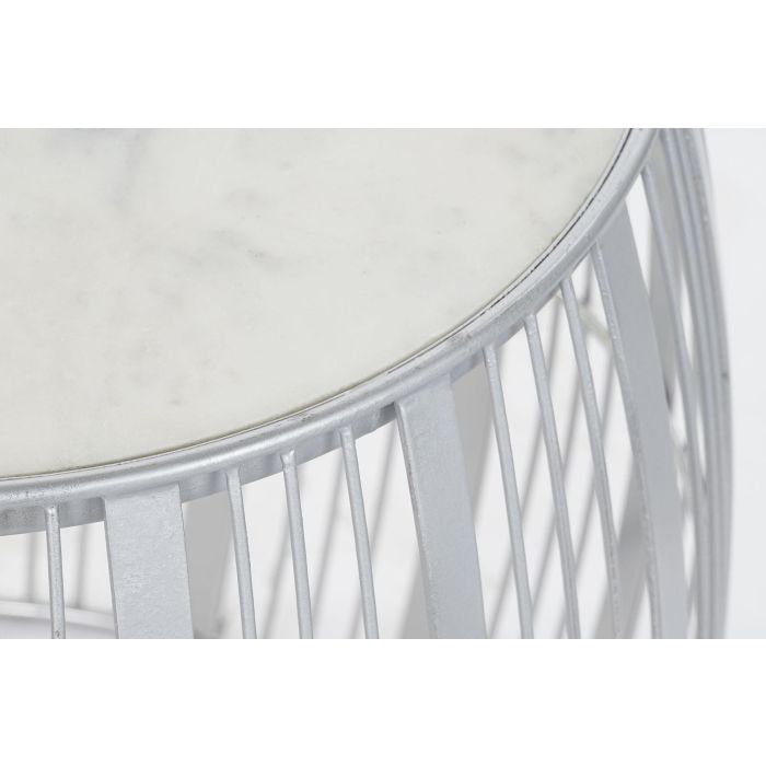 DKD Home Decor Mesita Auxiliar Moderno Plateado Blanco Hierro y Mármol 46 x 46 x 41 cm 2