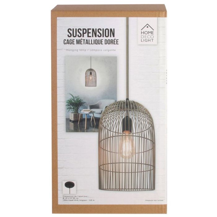 Home Deco Light Lámpara Colgante Jaula Champán Decoración Hogar Moderna 20 cm 1 Home Deco Light Lámpara Colgante Jaula Champán Decoración Hogar Moderna 20 cm 1