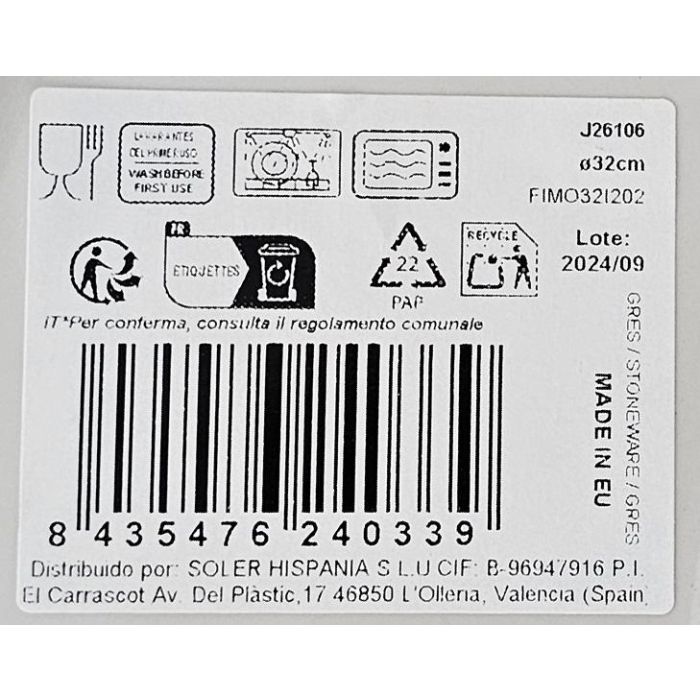 La Mediterranea Bajo Plato Ø32.5 cm "Rosetta" Monaco Brillo (6 Unidades)