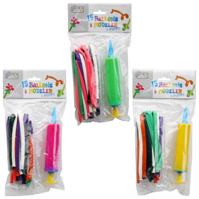Jeux 2 momes 15 Globos Moldeables con Bomba, Colores Surtidos 2