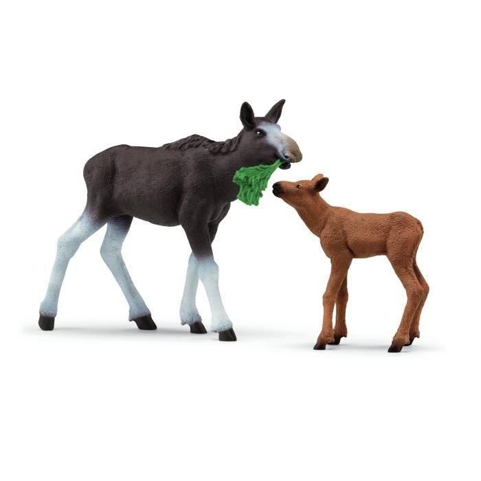 Figuras de alce hembra con cría, animales salvajes, Schleich 42629 vida salvaje, para niños a partir de 3 años 1