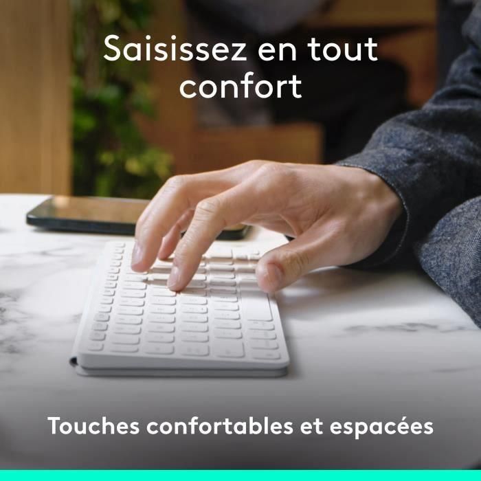 Teclado portátil - Inalámbrico - Logitech - Keys-To-Go 2 - para Tablet - AZERTY - Gris claro 3