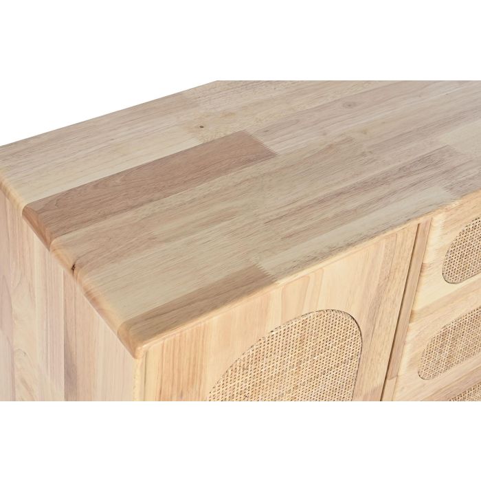 DKD Home Decor Buffet Scandi Rubberwood Ratan Metal Natural 35 x 78 x 73.5 cm con 4 Cajones y 1 Puerta 1