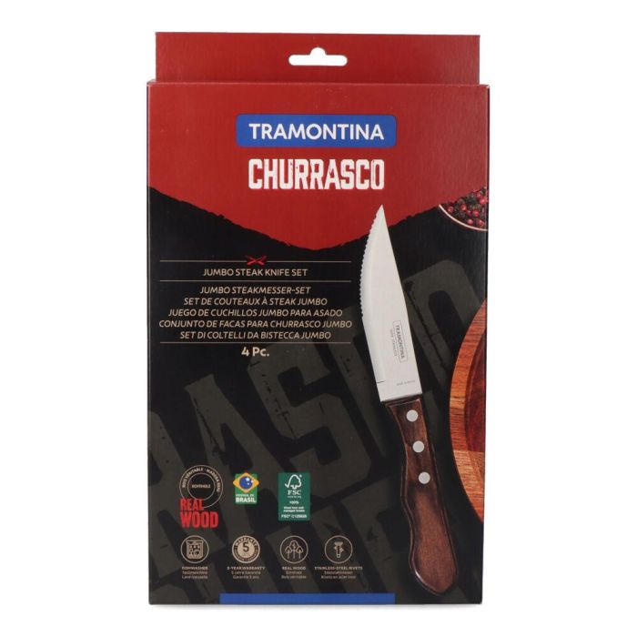 Set de Cuchillos para Carne Tramontina 25 cm Jumbo Polywood Acero Inoxidable 4 Unidades 1