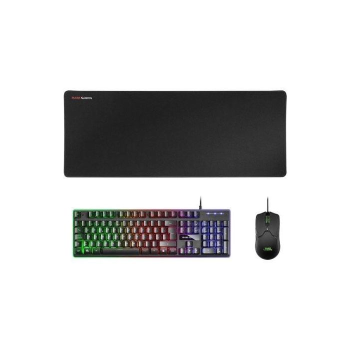 Mars Gaming Kit Teclado + Ratón MCPXBES RGB Negro con Alfombrilla XXL - Compatible PC y Consolas