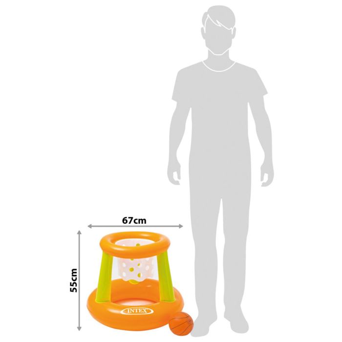 Intex 58504 Canasta Flotante Baloncesto Hinchable para Piscina 67x55 cm, Incluye Balón 15 cm, Vinilo Resistente Naranja y Verde 2