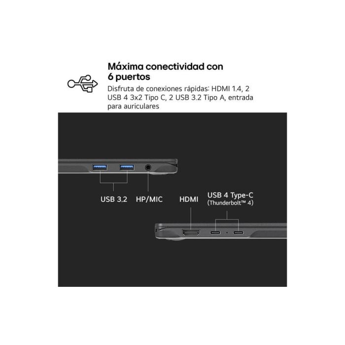 LG 14Z90RU-G.AA55B Portátil Gram, Intel Core i5-1334U, 16GB RAM, 512GB SSD, 14" IPS WUXGA, Windows 11, 999g 7 LG 14Z90RU-G.AA55B Portátil Gram, Intel Core i5-1334U, 16GB RAM, 512GB SSD, 14" IPS WUXGA, Windows 11, 999g 7