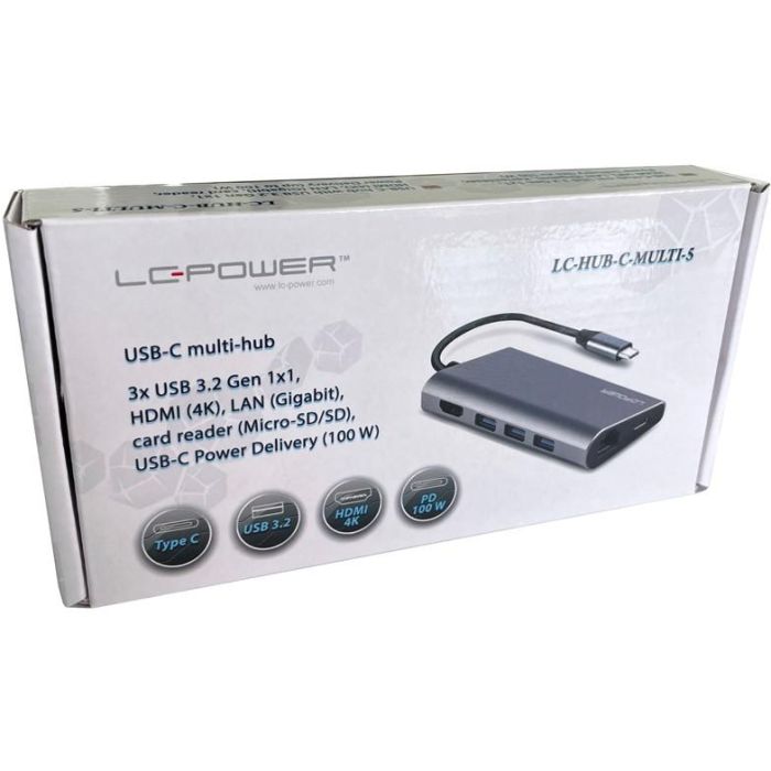 LC-Power LC-HUB-C-MULTI-5 USB-C auf 3xUSB-A/USB-C/HDMI/MicroSD/SD/LAN 6 LC-Power LC-HUB-C-MULTI-5 USB-C auf 3xUSB-A/USB-C/HDMI/MicroSD/SD/LAN 6