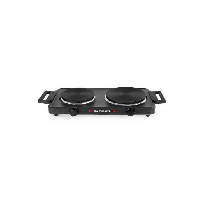 Orbegozo PE2855 Placa Eléctrica Doble 2500W con 2 Placas 155mm y 185mm, 2 Termostatos, Asas Plegables y Protección Sobrecalentamiento 1