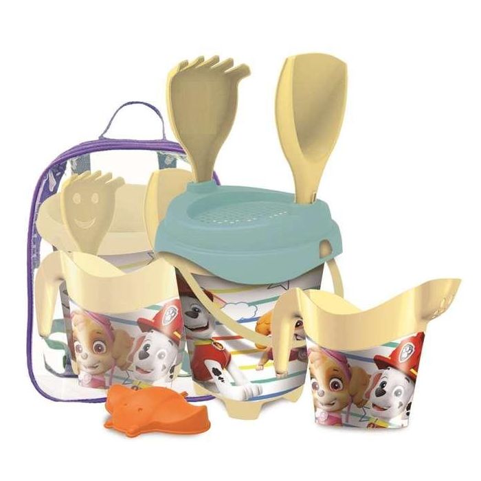 Mochila cubo playa castillo paw patrol con cedazo, pala, rastrillo y moldes 18 cm Mochila cubo playa castillo paw patrol con cedazo, pala, rastrillo y moldes 18 cm