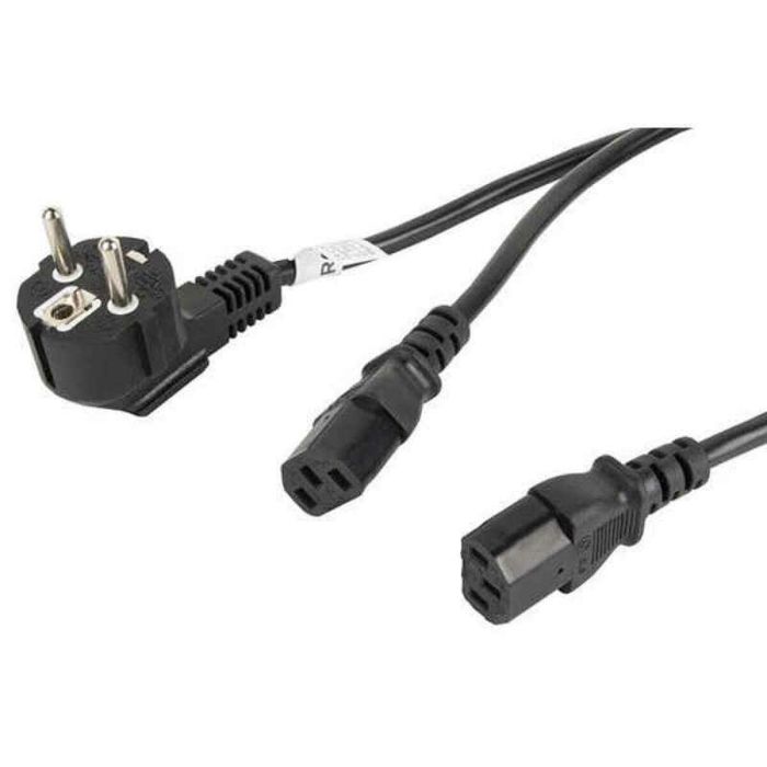 Lanberg Cable de Alimentación Schuko CEE 7/7 a IEC C320 C13 x2, Negro, 2m