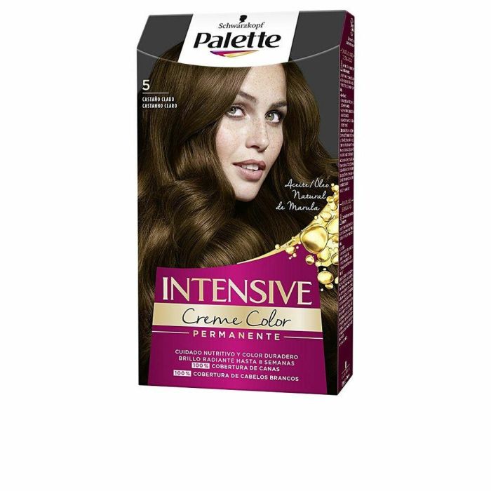 Palette Schwarzkopf INTENSIVE Tinte Permanente Crema Color #5 Castaño Claro Cobertura Canas 8 Semanas Aceite Marula 1 ud Palette Schwarzkopf INTENSIVE Tinte Permanente Crema Color #5 Castaño Claro Cobertura Canas 8 Semanas Aceite Marula 1 ud