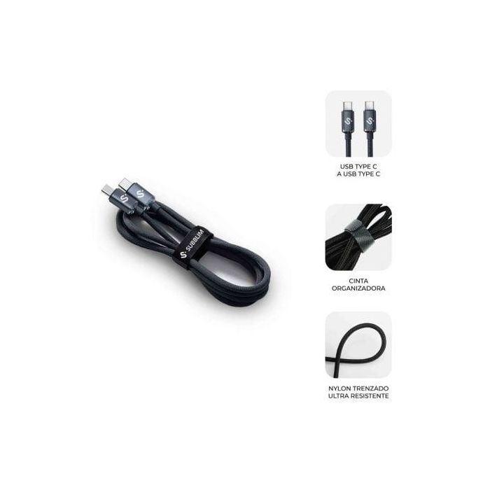 Cable USB-C a USB-C Subblim SUBCAB-C06002 Negro 2 m 1 Cable USB-C a USB-C Subblim SUBCAB-C06002 Negro 2 m 1