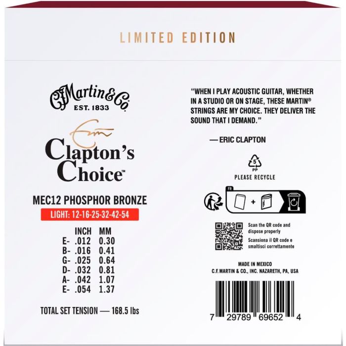 Juego Acústica Eric Clapton Ltd 92/8 Phosphor Bz. Light 12-54 1 Juego Acústica Eric Clapton Ltd 92/8 Phosphor Bz. Light 12-54 1