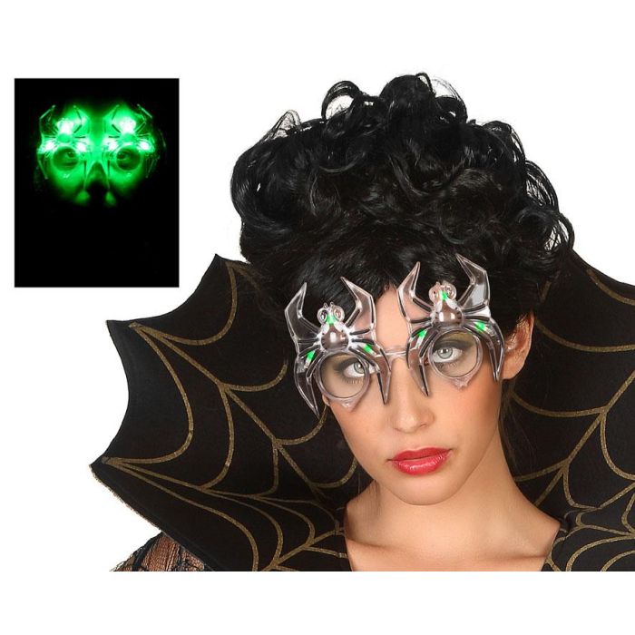 Gafas de Halloween Adulto con Luz LED Verde - Diseño Araña Brillante y Efecto Escalofríante para Disfraces y Fiestas Nocturnas Gafas de Halloween Adulto con Luz LED Verde - Diseño Araña Brillante y Efecto Escalofríante para Disfraces y Fiestas Nocturnas