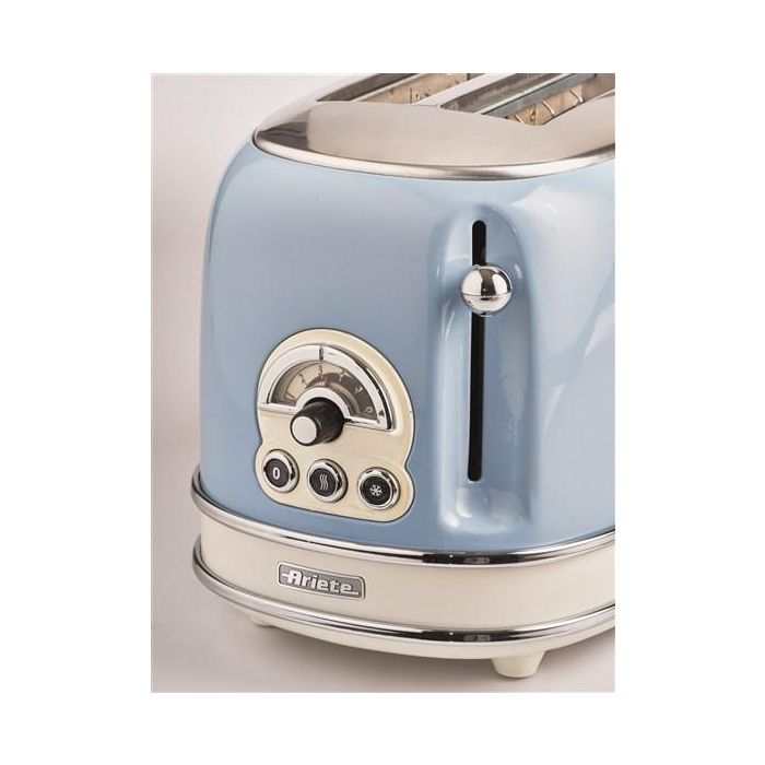 Ariete 155/15 Tostador 2 Ranuras Vintage, 6 Niveles de Tueste, Bandeja Recogemigas Extraíble, Azul 2 Ariete 155/15 Tostador 2 Ranuras Vintage, 6 Niveles de Tueste, Bandeja Recogemigas Extraíble, Azul 2
