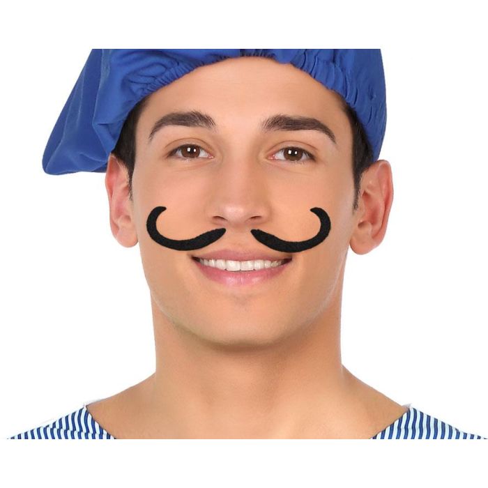 Bigote Negro Clásico Para Disfraz Adulto, Accesorio Estilo Curvado Para Personajes Cómicos Y Teatrales