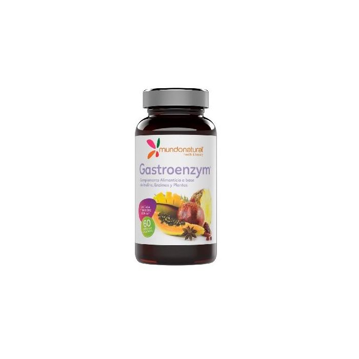 MUNDONATURAL Gastroenzym 60 Cápsulas, Ayuda Digestiva con Enzimas, Inulina, Piña y Papaya para Absorción de Alimentos